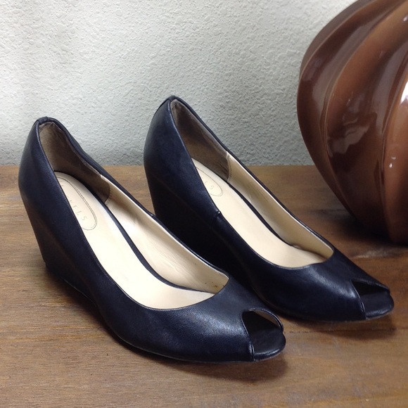 Nickels Shoes - Nickels Black Peep Toe Faux Leather Covere…